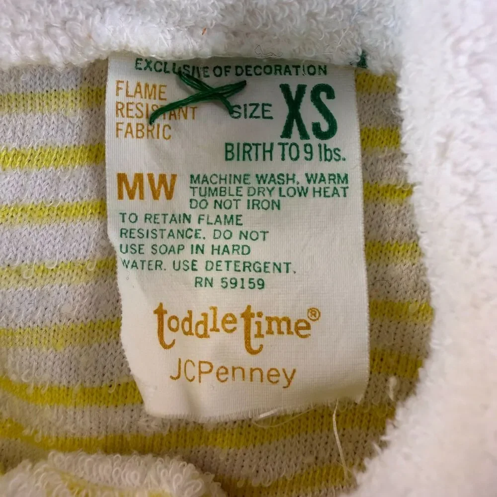 Vintage JCPenney Toddletime Baby Sleeper XS Birth-9 Lbs Terry Duck New Arrival